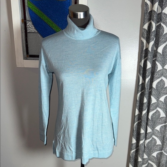 Talbots Sweaters - Talbots Pure Merino Wool Baby Blue Turtleneck Sweater SZ Small